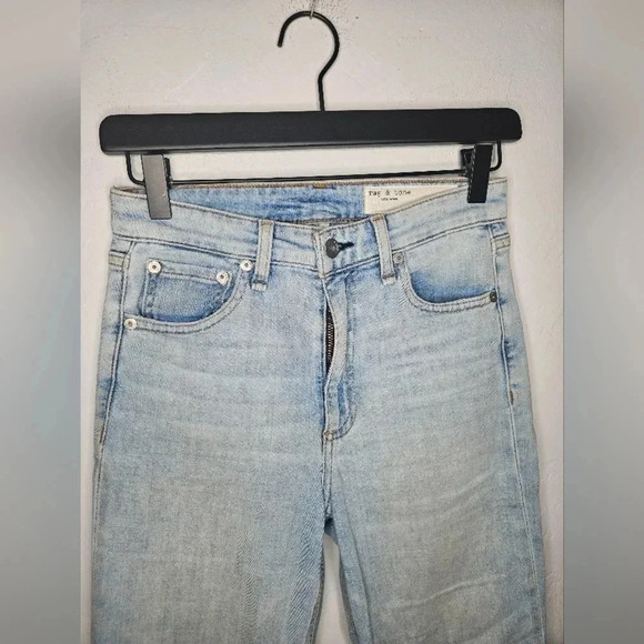 Rag and Bone Light‎ Wash High Rise Skinny Jean Raw Hem Size 23 - Picture 5 of 8